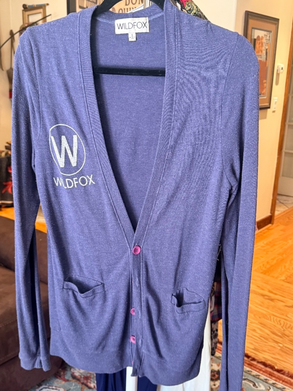Wildfox Purple Logo cardigan Sweater - Size - S
